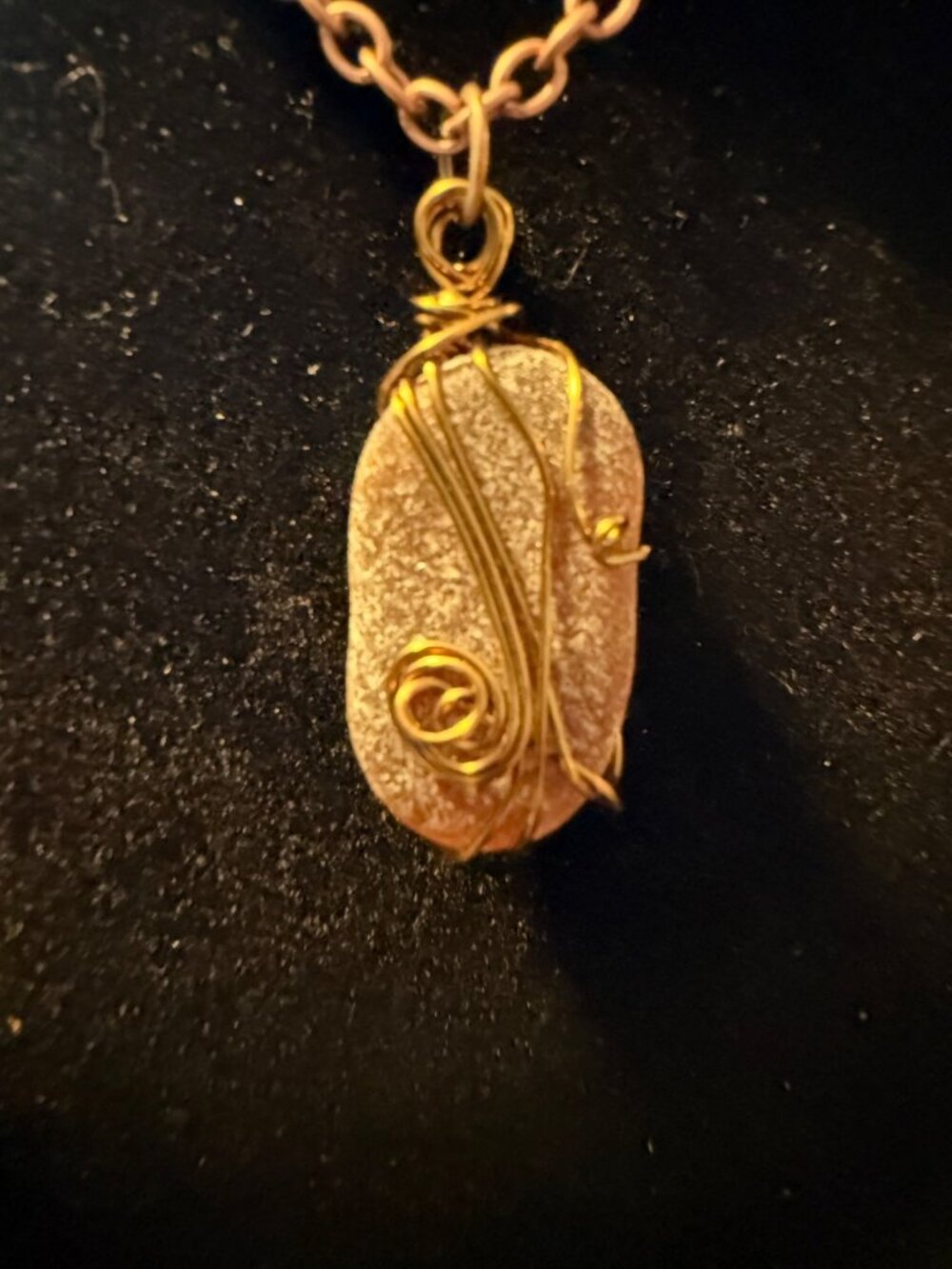 Frosted Amber – Puerto Rico Sea Glass Artisan Wire-Wrapped Necklace